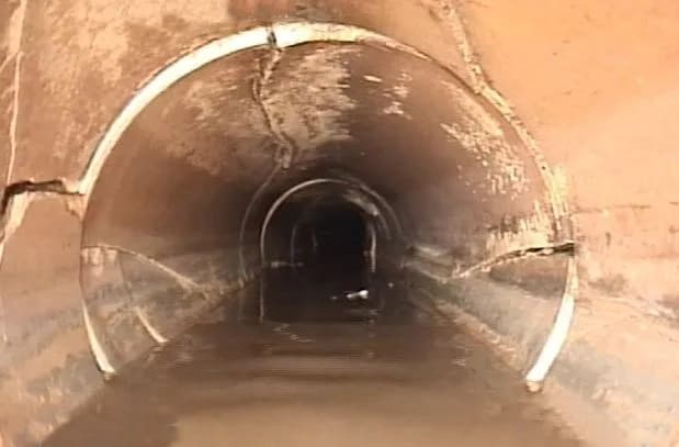 Sewer camera inspection system inside a pipe for video locating